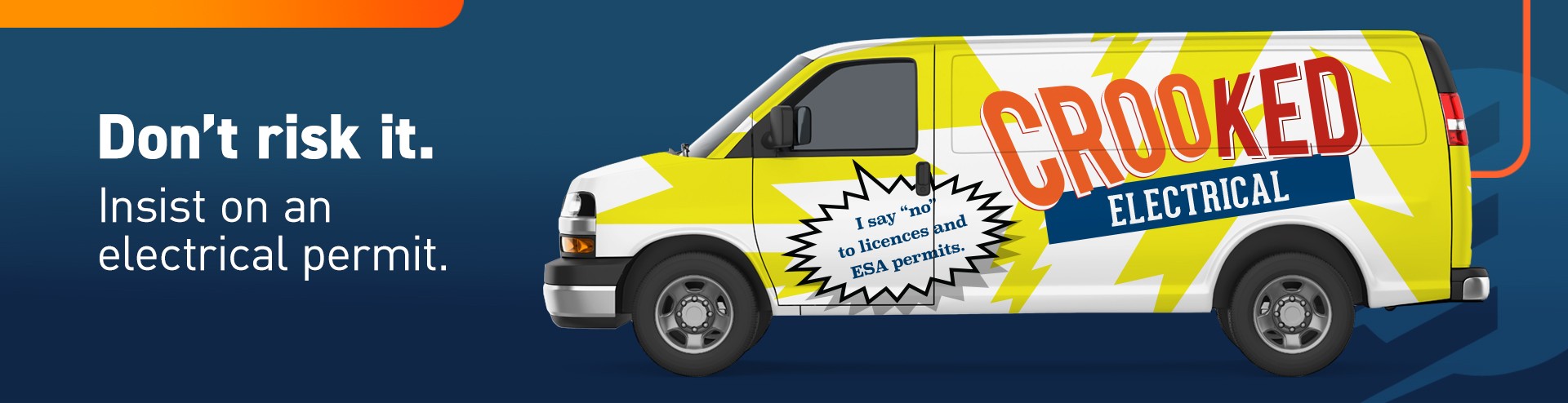 Image of a van with Crooked Electric on the side and text that says,