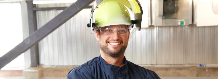 worker with safety hat